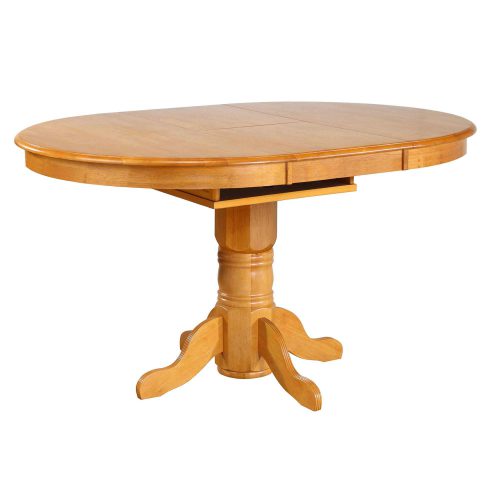 Oak Selections - Pedestal Pub table with butterfly leaf - light-oak finish - table extended DLU-TBX4266CB-LO