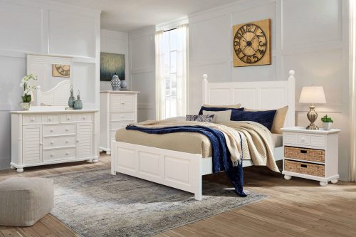 Ice Cream at the Beach Collection - Queen/King bed frame - night table, dresser with mirror, chest with four drawers - CF-1701-0111-Q-5PC