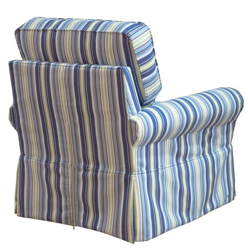 Horizon Slipcovered Box Cushion - Swivel Rocking Chair - Beach Striped - back view - SU-114993-395245
