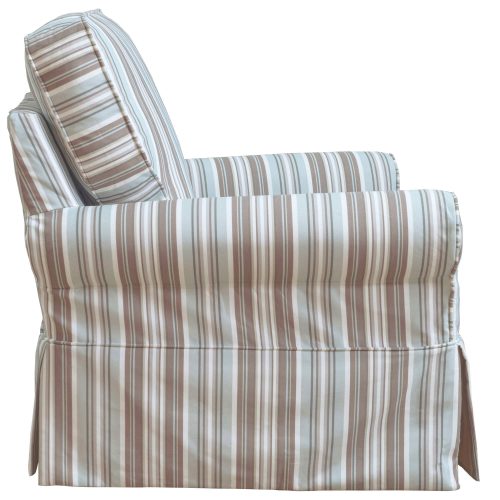 Horizon Slipcovered Box Cushion Swivel Rocking Chair - side view - Blue Striped - SU-114993-395225
