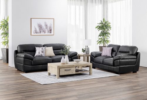 Jayson Loveseat and Sofa in Black - Lifestyle setting