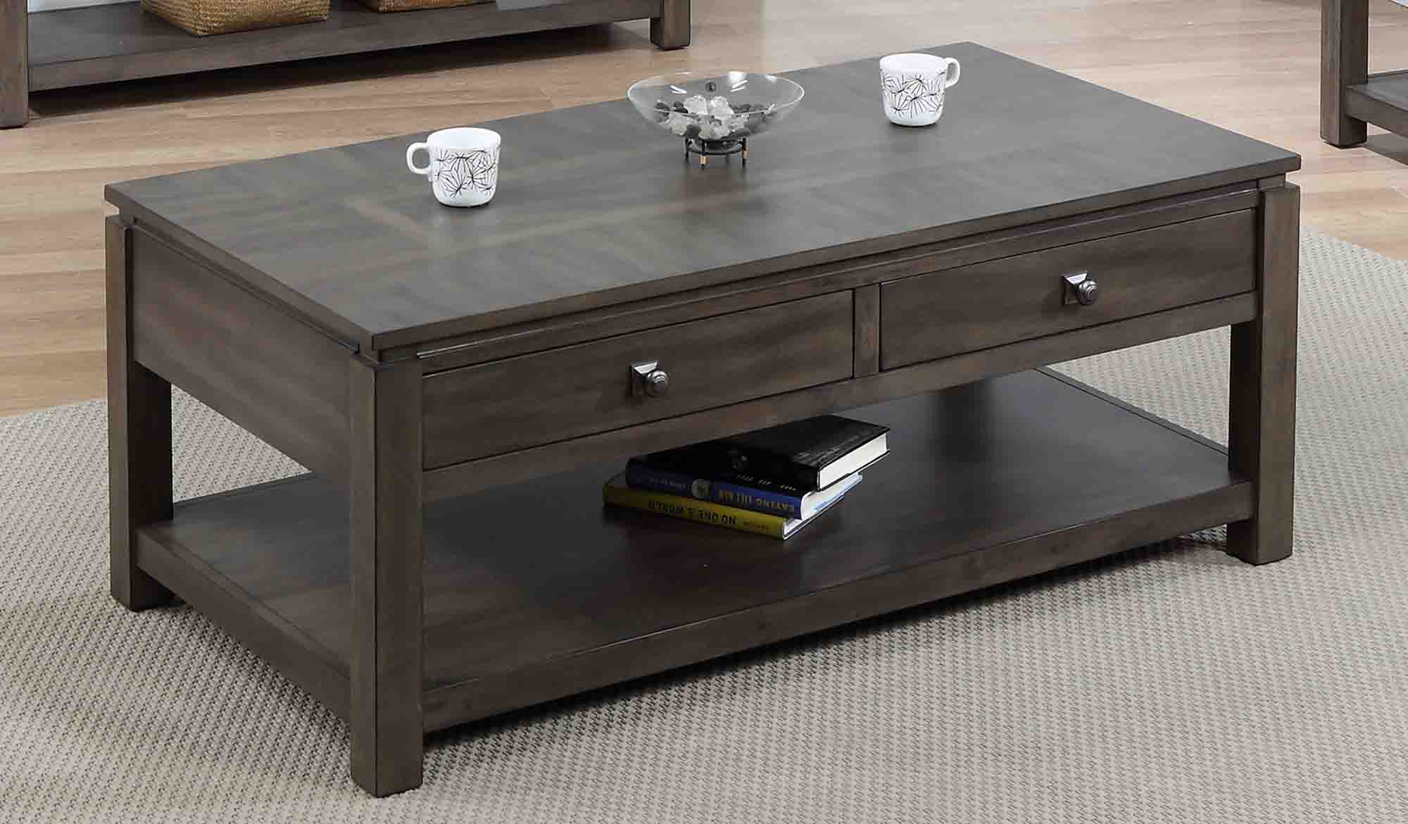 Coffee Table w/Drawers and Shelf Shades of Gray Sunset Trading