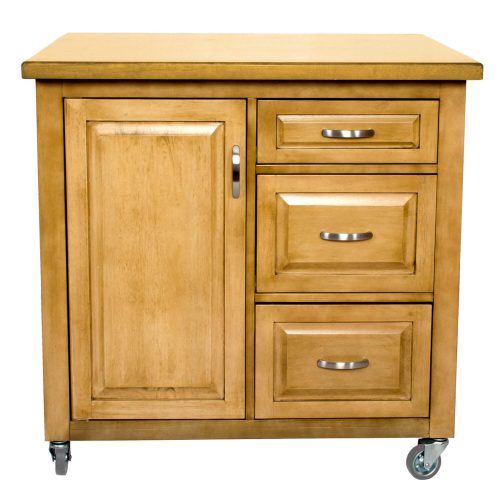 Kitchen Cart with casters in light oak - front view - PK-CRT-04-LO