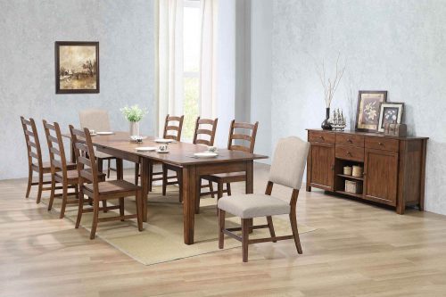 Amish Dining - 10-piece dining set - Rectangular extendable dining table with two upholstered chairs and six dining chairs and server - dining room setting DLU-BR134-C85AMSB10P