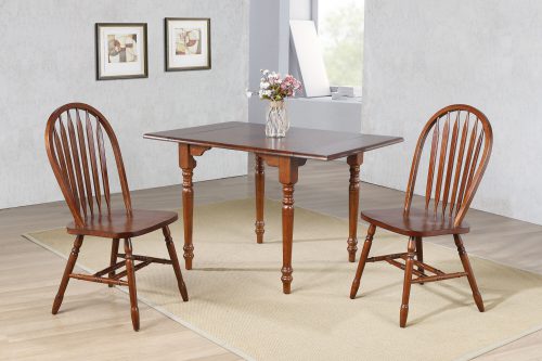 Andrews Dining - 3-piece dining set -Drop leaf dining table with two Arrow-back chairs finished in distressed chestnut - dining room setting DLU-ADW3448-820-CT3PC