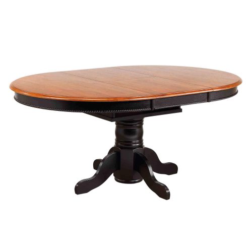 Black Cherry Selection - Pedestal table with Butterfly top finished in antique black with a Cherry top - open position DLU-TBX4866-BCH