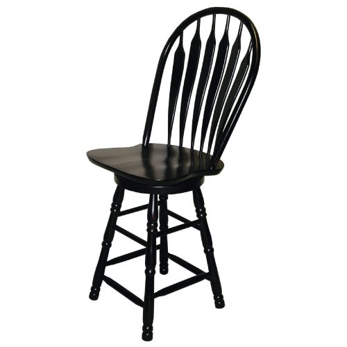 Black Cherry Selections - Swivel barstool - 24 inches - finished in antique black - angled view DLU-B24-AB