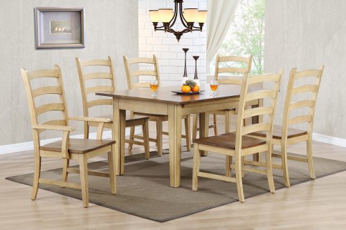 Brook Dining - 7-piece dining set - extendable dining table - two armchairs and four dining chairs - creamy wheat finish with Pecan top and seats dining room setting DLU-BR134-PW7PC