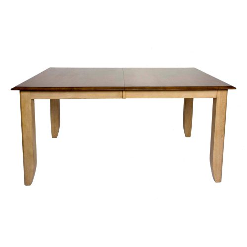 Brook Dining - Extendable dining table finished in creamy wheat with a Pecan top front view DLU-BR4272-PW