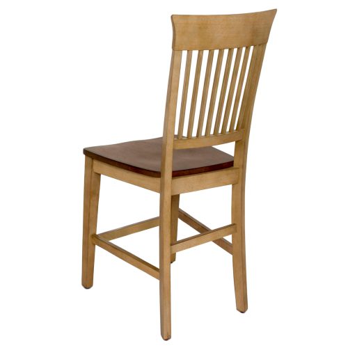 Brook Dining - Fancy slat barstool finished in creamy wheat with a pecan seat - back view DLU-BR-B70-PW-2