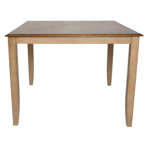 Brook Dining - Square Gathering Pub table - 48 inches - Finished in creamy wheat with a Pecan top - side view DLU-BR4848CB-PW