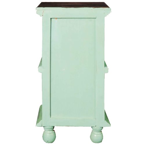 Shabby Chic Collection - End table finished in antique green with a Mahogany top back view CC-TAB016TLD-TERW-B