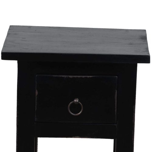 Shabby Chic Collection - Side table finished in antique black - detail of top and drawer CC-TAB1792LD-AB