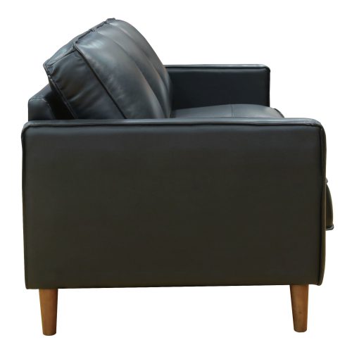Midcentury Leather Sofa in black-side view-SU-PR15070-80-300E