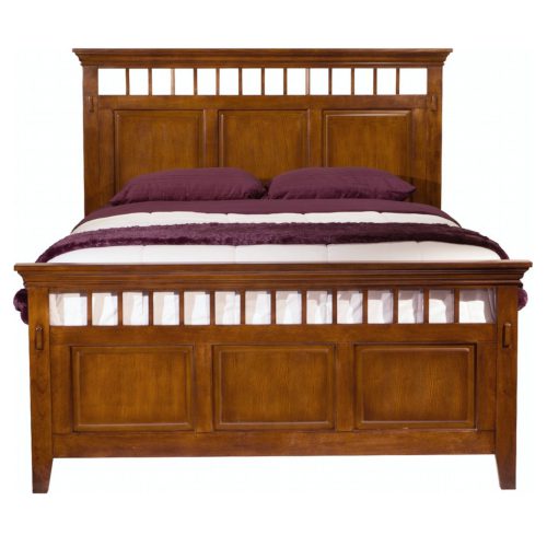 Tremont Bedroom Collection - Queen-size bed frame - front view with mattress and boxspring- SS-TR900-Q-BED