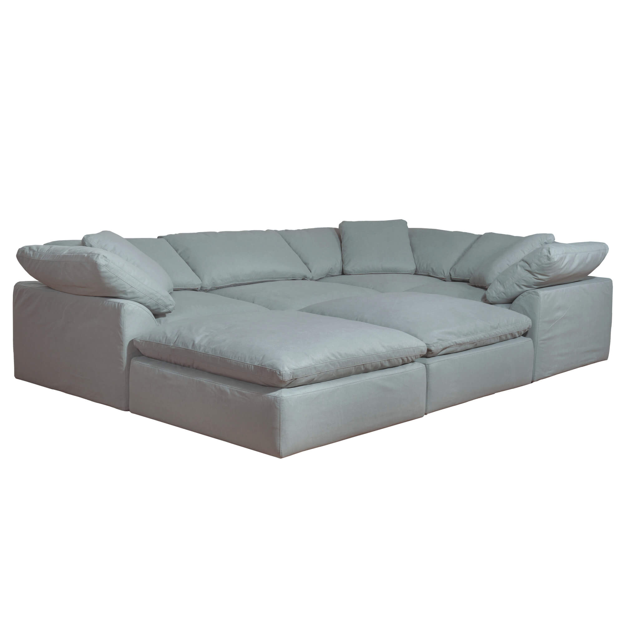 Cloud Puff Slipcovered 6 PC Modular Sofa Sectional Pit with Two