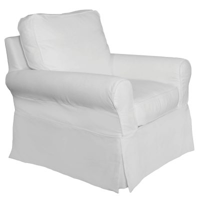Horizon Slipcovered Swivel Rocking Chair - three-quarter view - SU-114993-391081