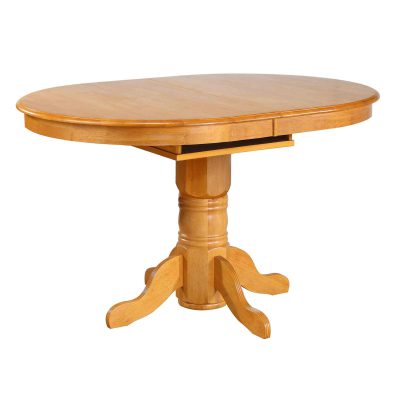 Oak Selections - Pedestal Pub table with butterfly leaf - light-oak finish - table closed DLU-TBX4266CB-LO