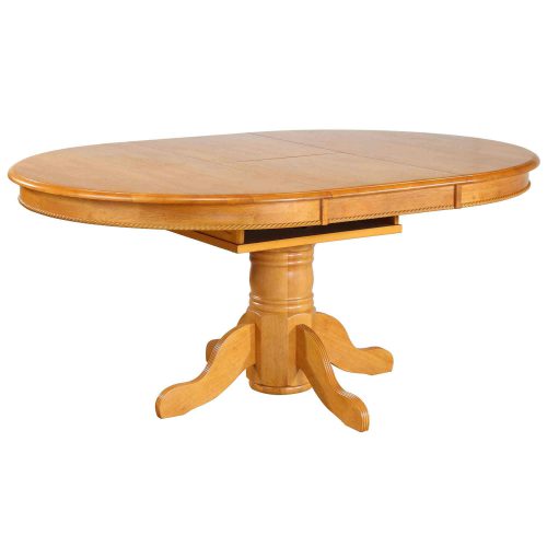 Oak Selections - Pedestal table with butterfly top - light-oak finish - table opened DLU-TBX4866-LO