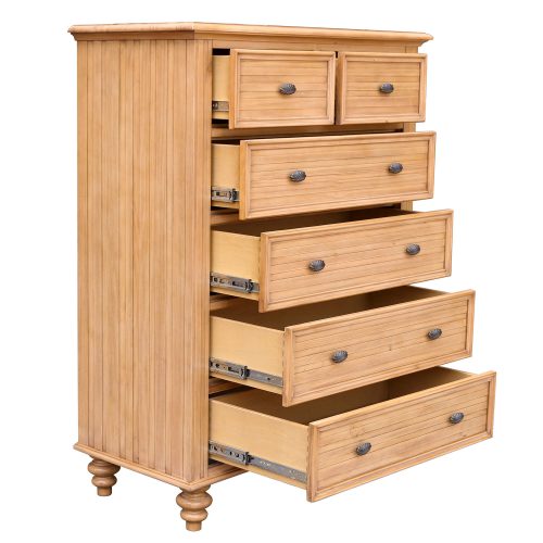 Vintage Casual Six Drawer Chest - drawers open - CF-1241-0252