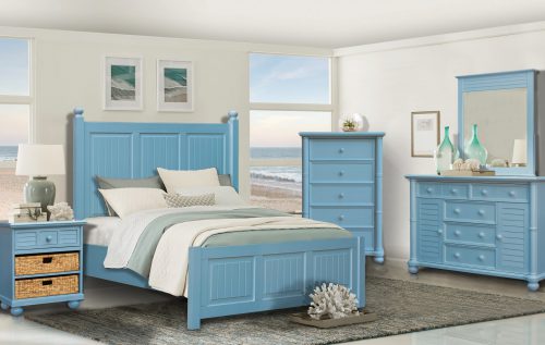 Ice Cream at the Beach collection - queen bed frame - dresser with mirror - chest - nightstand end table - 0156 Finish - bedroom setting - CF-1737-0156