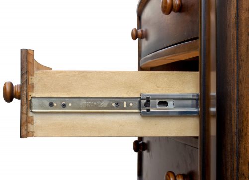 Nightstand with three drawers - Bahama Shutterwood - drawer open showing hardware - CF-1136-0158