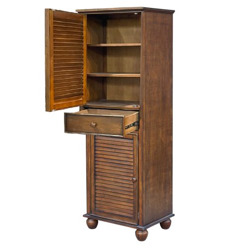 Tall Cabinet with Drawer - Bahama Shutterwood - open door and drawer - CF-1145-0158