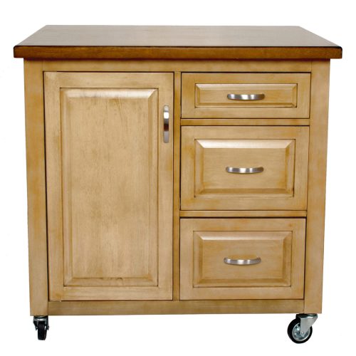 Brook Kitchen Cart with casters - distressed pecan - front view - PK-CRT-04-PW