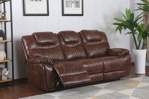 Diamond Power Reclining Collection - Reclining living room set in brown - Sofa- three-quarter living room view in recline - SU-ZY5018A003-H246