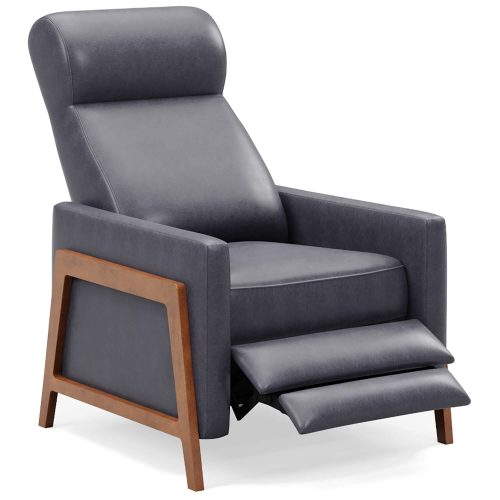 Edge Pushback Recliner - shown in Slate Gray - Three quarter view in partial recline - SY-1357-86-9102-94