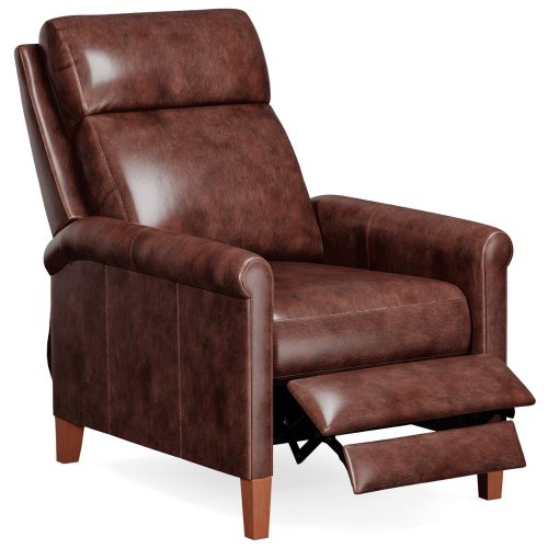 Ethan Pushback Recliner shown in Espresso - Three-quarter view in partial recline - SY-1916-86-9210-89