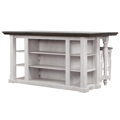 French Chic Collection - Drop Leaf Kitchen Island - angled view with Leaf up - DLU-FC1016-IT
