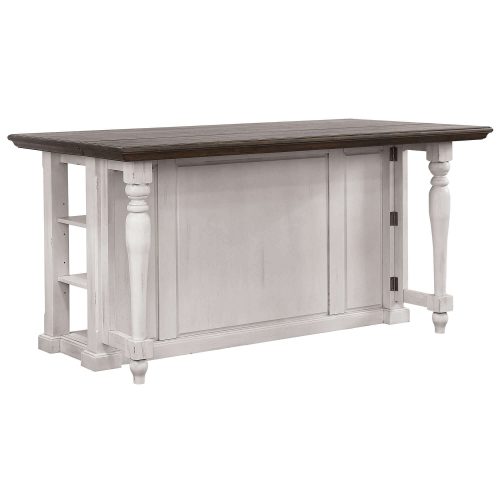 French Chic Collection - Drop Leaf Kitchen Island - front view with Leaf up - DLU-FC1016-IT