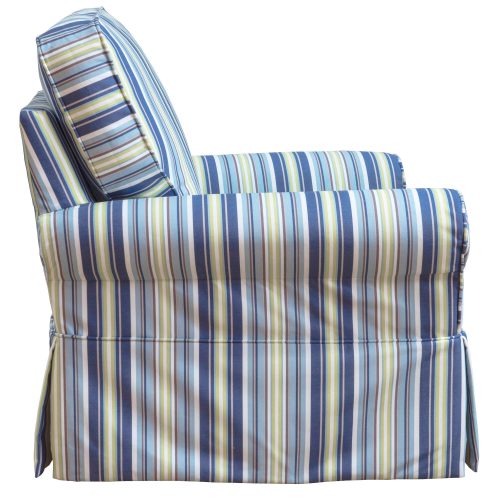 Horizon Slipcovered Box Cushion - Swivel Rocking Chair - Beach Striped - side view - SU-114993-395245