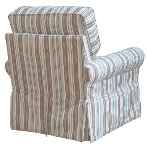 Horizon Slipcovered Box Cushion Swivel Rocking Chair - back view - Blue Striped - SU-114993-395225