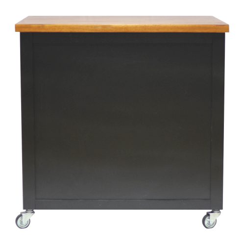 Kitchen Cart with casters in black cherry - back view PK-CRT-04-BCH