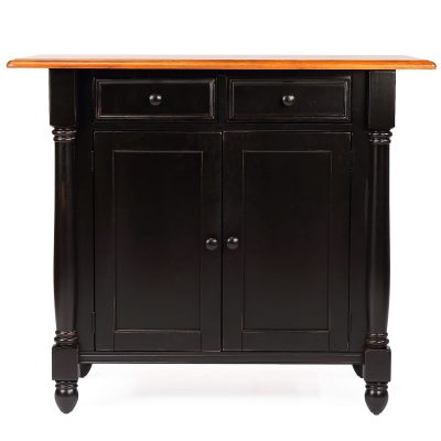 Kitchen Island with Drop Leaf - Antique Black and Cherry Top - front view - DLU-KI-4222-BCH