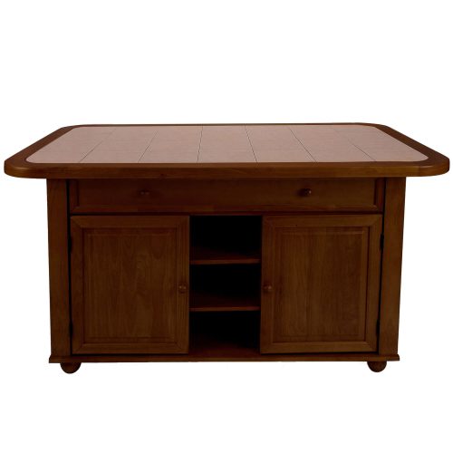 Kitchen island - Nutmeg finish and Terracotta rose time top - front view - CY-KITT02-NUT