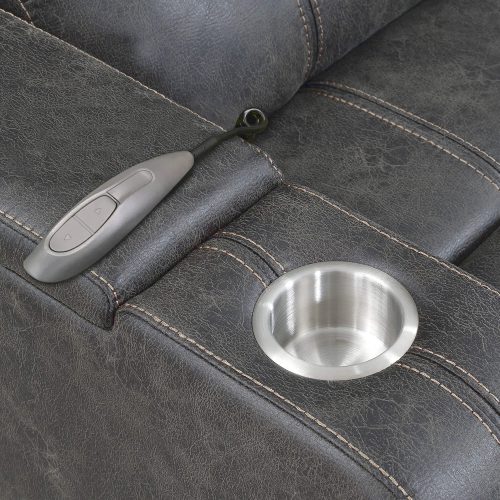 Power Reclining Chaise Lounge in Gray - cup holder and wand remote - SU-K1128045LS