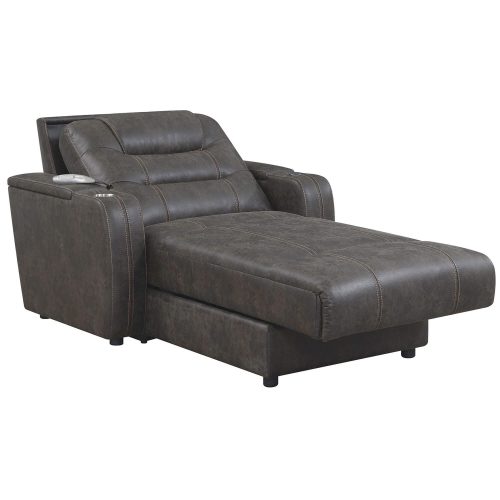 Power Reclining Chaise Lounge in Gray - three-quarter view partial recline - SU-K1128045LS