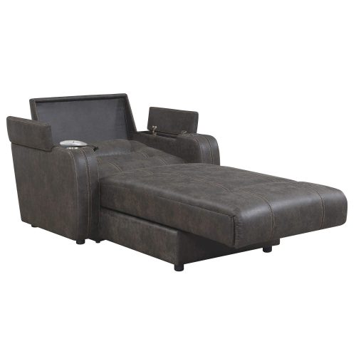 Power Reclining Chaise Lounge in Gray - three-quarter view sleep position - SU-K1128045LS