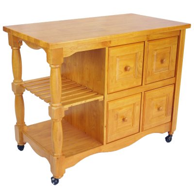Regal kitchen cart on casters with light oak finish - three-quarter view - DCY-CRT-03-LO