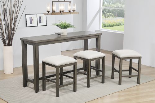 Shades of Gray Collection - Pub console tabl with tree stools - dining room setting - DLU-EL6518-4PC