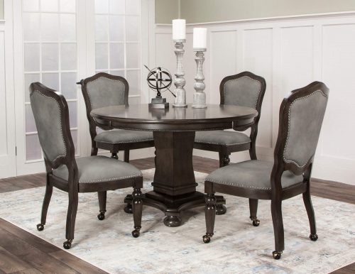 Vegas Collection 5 piece gaming table and chairs - table setting in living room setting - CR-87711-TCP-5PC