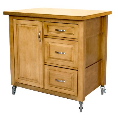 Kitchen Cart with casters in light oak - three-quarter view - PK-CRT-04-LO