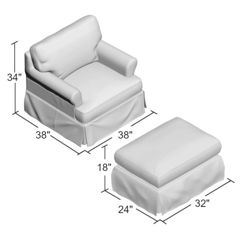 American Slipcover Collection - Chair and Ottoman dimensions