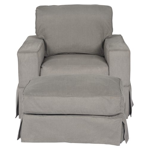 Americana Slipcover Collection - Chair and Ottoman front view SU-108520-30-391094