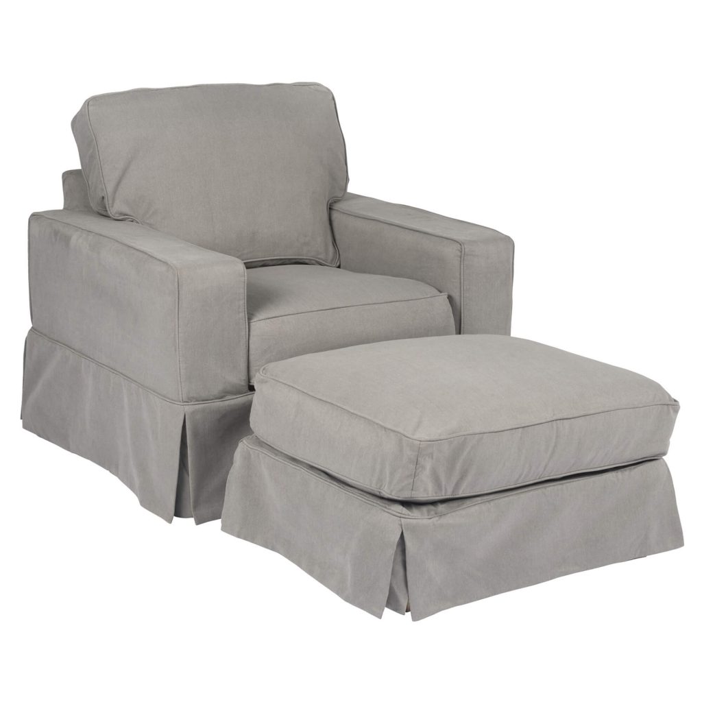 Americana Slipcovered Chair & Ottoman Color 391094 Performance