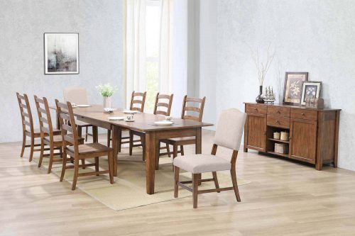 Amish Dining - 10-piece dining set - extendable table - dining chairs - upholstered dining chair - server DLU-BR-C85