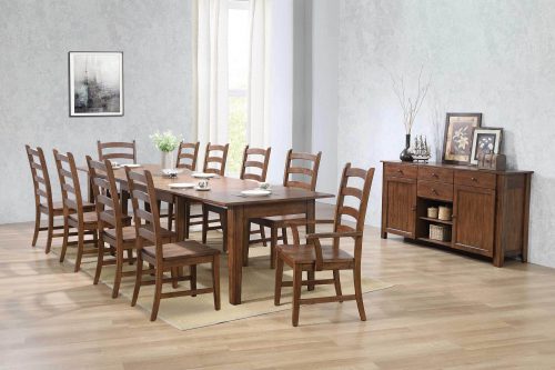 Amish Dining - 12-piece dining set - Rectangular extendable dining table with two armchairs and eight dining chairs and server - dining room setting DLU-BR134-AMSB12PC